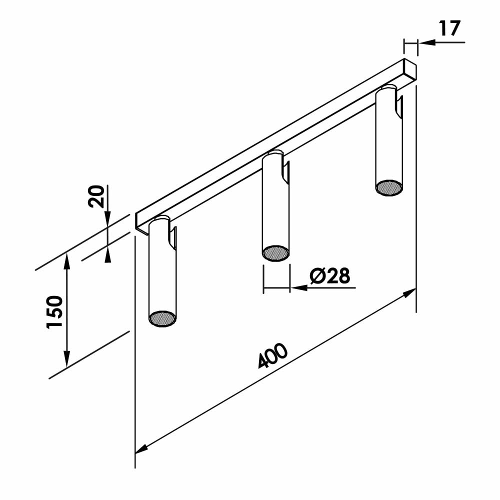 Spot Newline Snello 3 15 watts Antiofuscante 400x28x150MM HSP03005LED