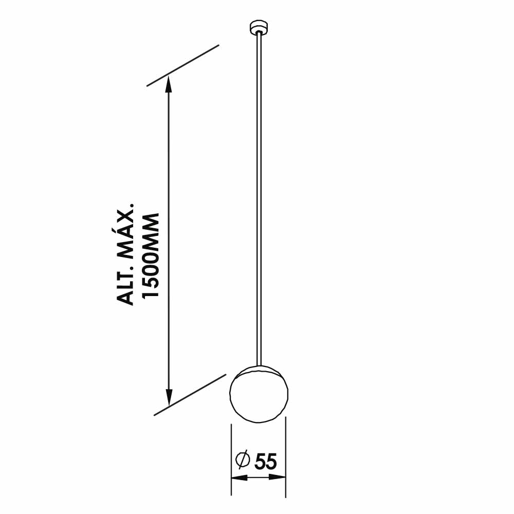 Pendente Newline Palla 2 watts 3000K Canopla Compacta Ø55mm PD03001LED