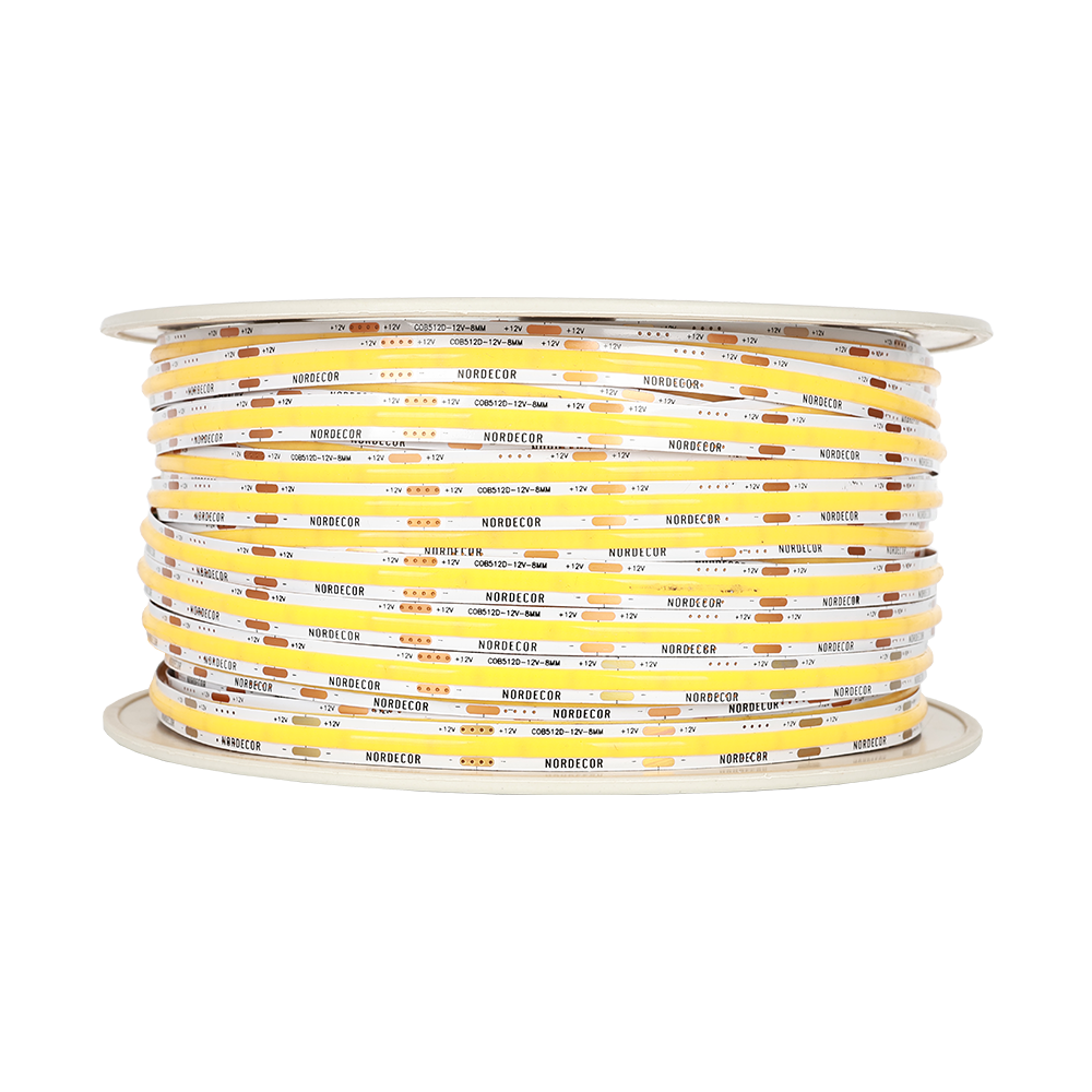 Fita LED Nordecor Cob 12w/mt 512 leds/mt IP20 8mm 12V 3000K (Rolo 50 metros) 7350
