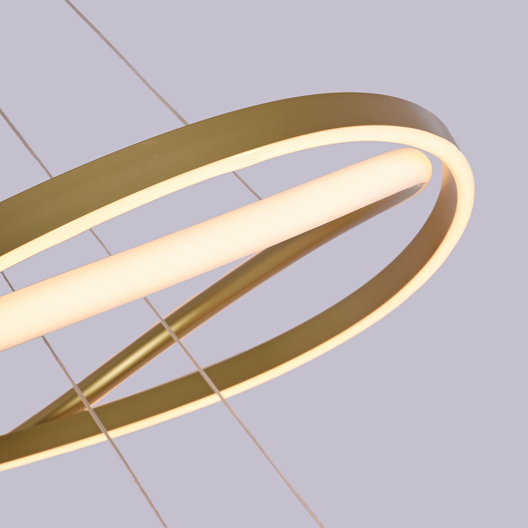Pendente Nordecor Euni Odi 77 watts 3000K Dourado Fosco Ø800mm 2876
