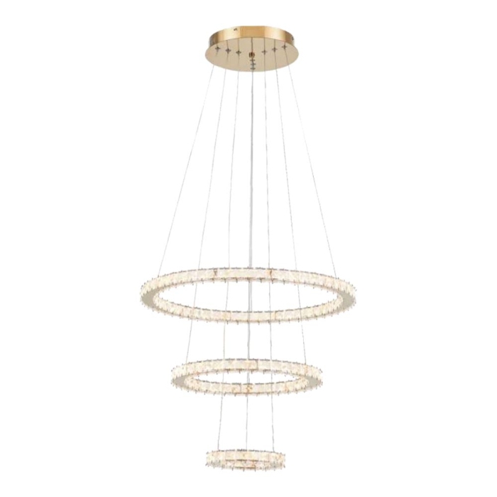 Pendente Astraled Led Slaney Dourado 76 watts 3000K Ø200x400x600mm PL-9747
