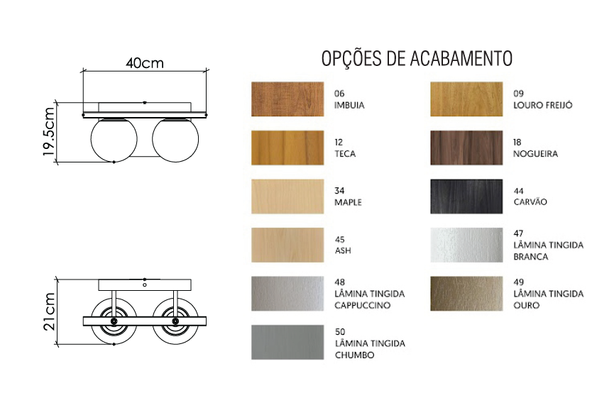 Arandela Accord Sfera 2L Mini Bulbo 195x400x210mm 4210