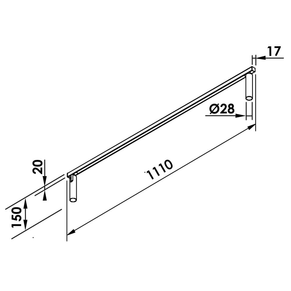 Plafon Newline Fit15 Row 30 watts 3000K 1110x28x150mm PL15029LED