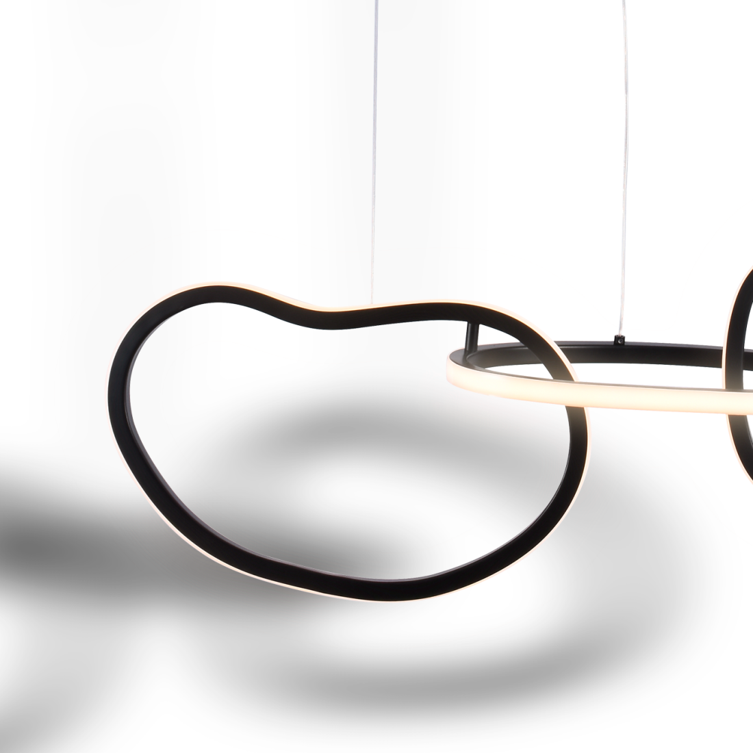 Pendente +Luz Moya Alumínio e Acrílico Preto 48 watts 3000K 280x800mm PE-196/48.80PF