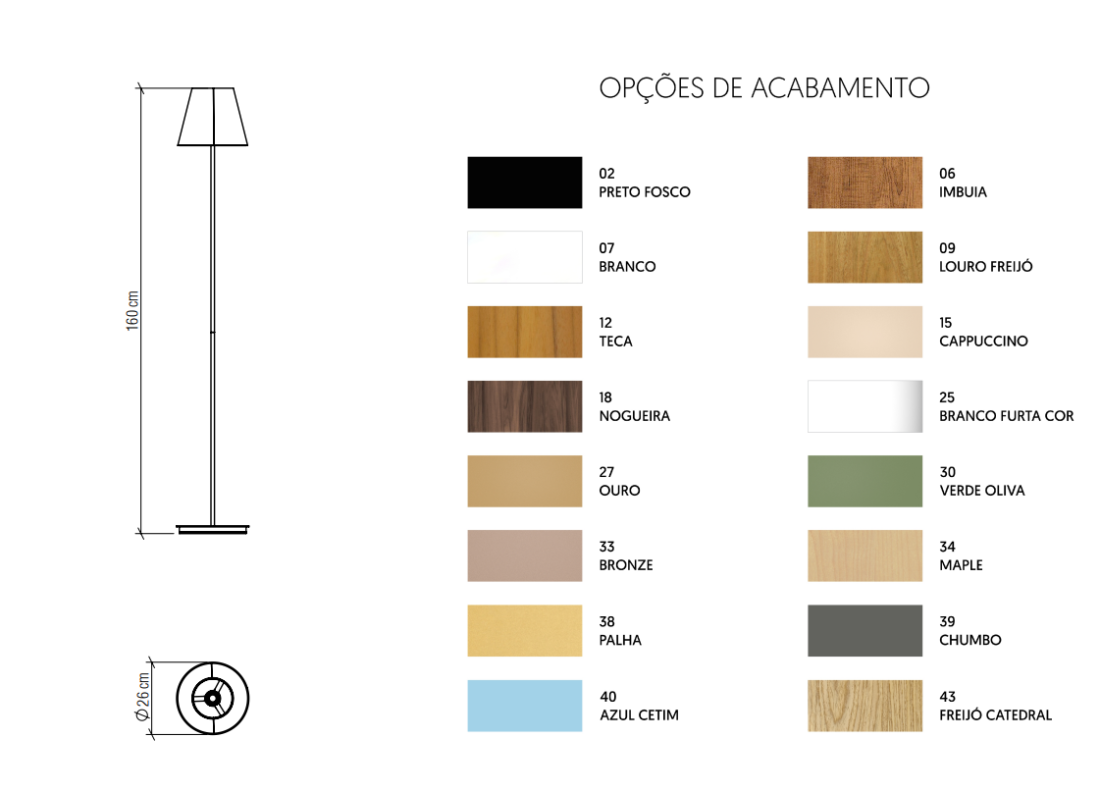 Coluna Accord Cônica 1L E27 Ø260x1600mm 3053