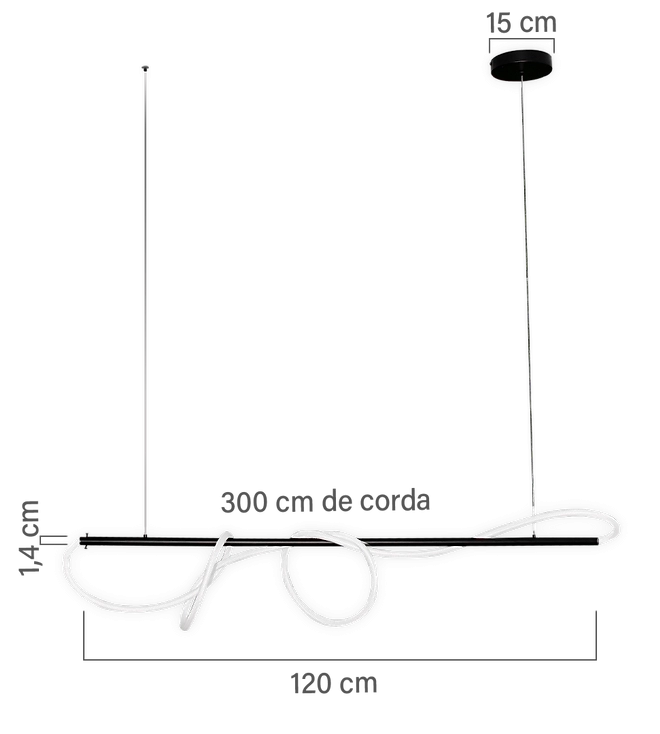 Pendente GMH Frade Dourado 50 watts 3000K Bivolt 150X130X1350mm F-FRADE-DOURADO