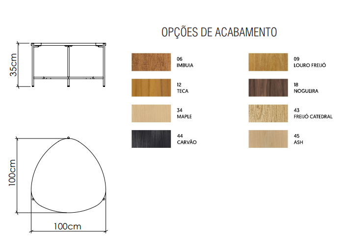 Mesa de Centro Accord Clean Ø1000x350mm F1038
