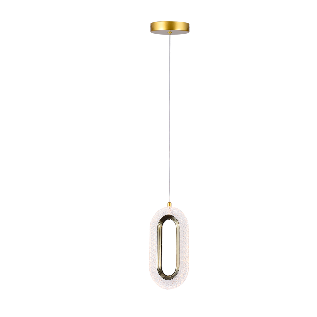 Pendente +Luz Vivara Alumínio, Metal e Acrílico Dourado 8 watts 3000K 120x240mm PE-197/8.24DO