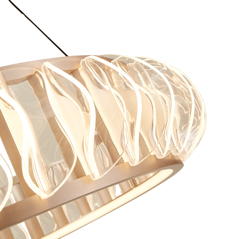 Pendente Nordecor Wavy 100 watts 2700K Ouro Champagne Ø800x155mm 2945