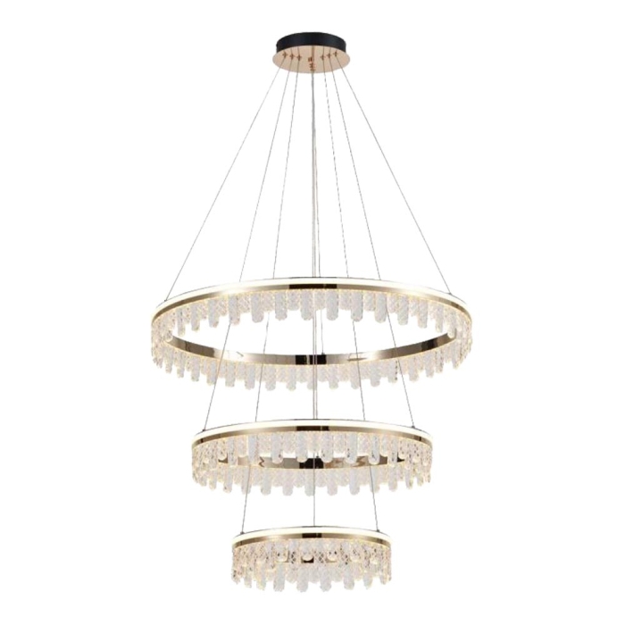 Pendente Astraled Led Ankaa Dourado Brilho 228 watts 3000K 400x600x800mm PL-9746

