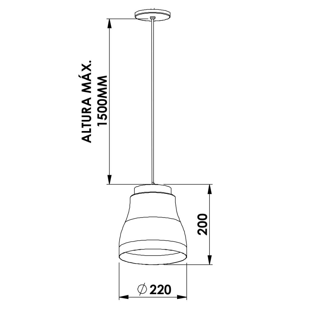 Pendente Newline Arua 1L E27 Ø220x200mm PD02015
