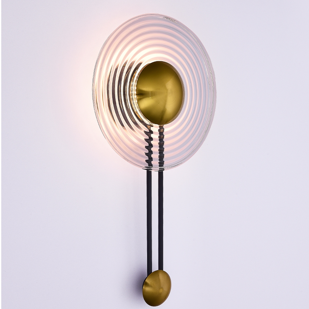 Arandela +Luz Scudo Metal e Vidro 6 watts Preto e Bronze Ø300x560mm AR-176/6.30PBRO