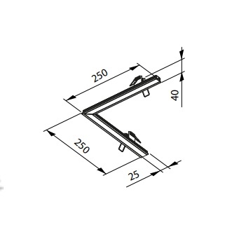 Perfil Embutido Newline Fi15 Slim Curva Direita/Esquerda 250x250x30mm SCPE13000