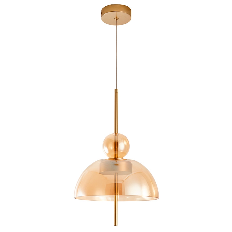 Pendente Nordecor Kholy 8 watts 3000K Dourado Fosco e Âmbar Ø250x450mm 2957