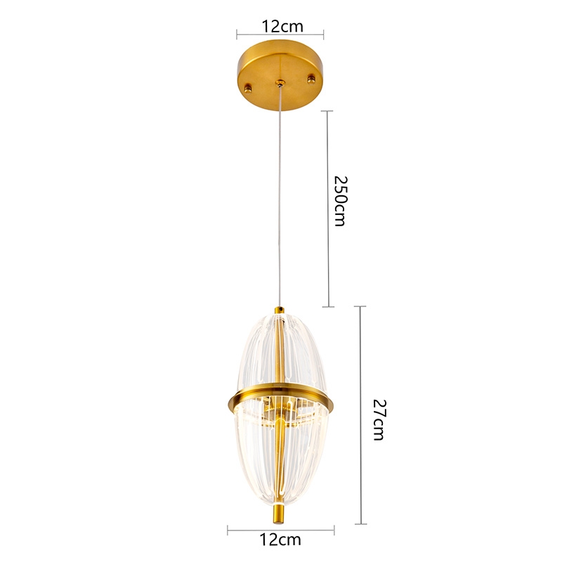 Pendente Nordecor Miza Oli 8 watts 2700K Ouro Brilho Ø120x270mm 2954