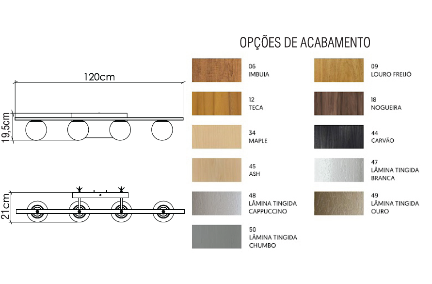 Arandela Accord Sfera 4L Mini Bulbo 195x1200x210mm 4211