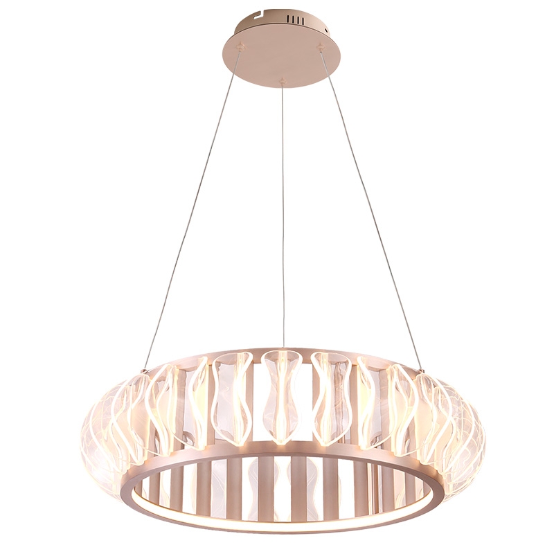 Pendente Nordecor Wavy 52 watts 2700K Ouro Champagne Ø600x155mm 2944