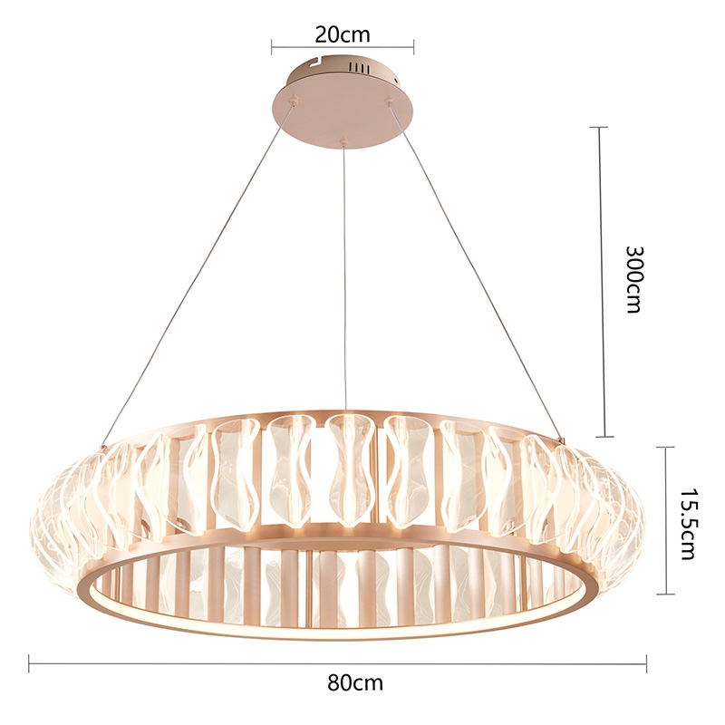 Pendente Nordecor Wavy 100 watts 2700K Ouro Champagne Ø800x155mm 2945