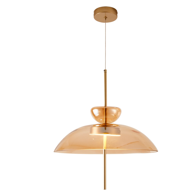 Pendente Nordecor Kholy 12 watts 3000K Dourado Fosco e Âmbar Ø400x480mm 2958