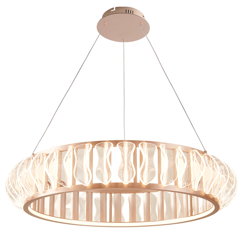 Pendente Nordecor Wavy 100 watts 2700K Ouro Champagne Ø800x155mm 2945