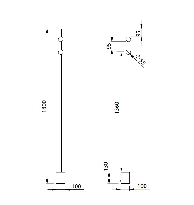 Luminária de Chão Newline Fit15 Stili 2 Esferas 25 watts 3000K 115x100x1800mm LC15035LED