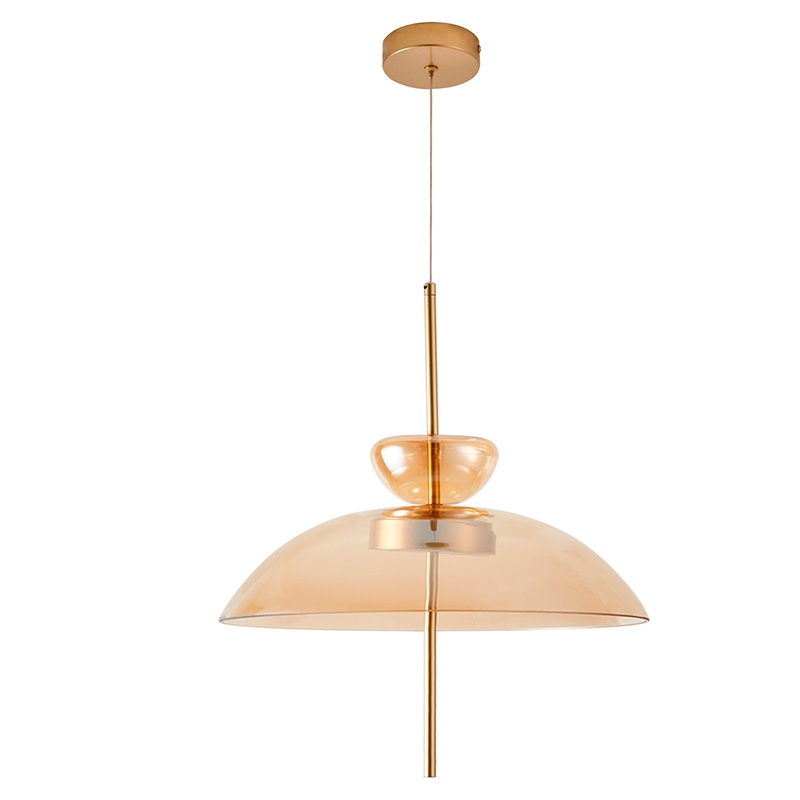 Pendente Nordecor Kholy 12 watts 3000K Dourado Fosco e Âmbar Ø400x480mm 2958