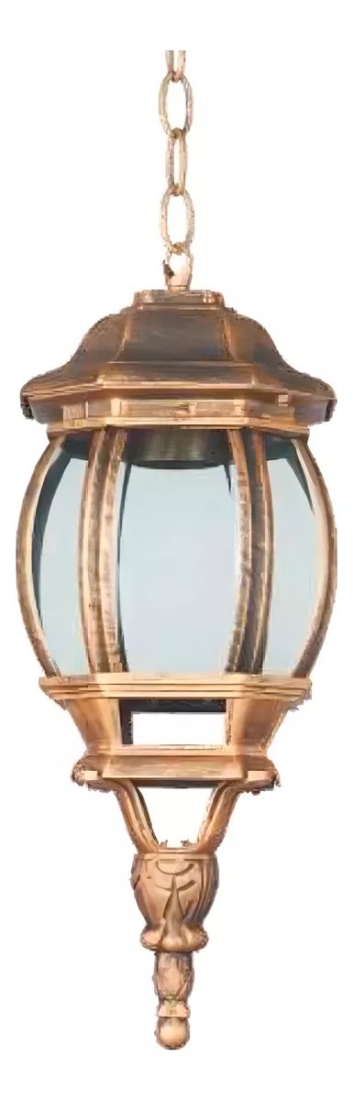 Pendente Biancoluce Clássica Lille Alumínio e Vidro Transp. Ouro Velho 1L E27 215x150x500mm AC201T-P 