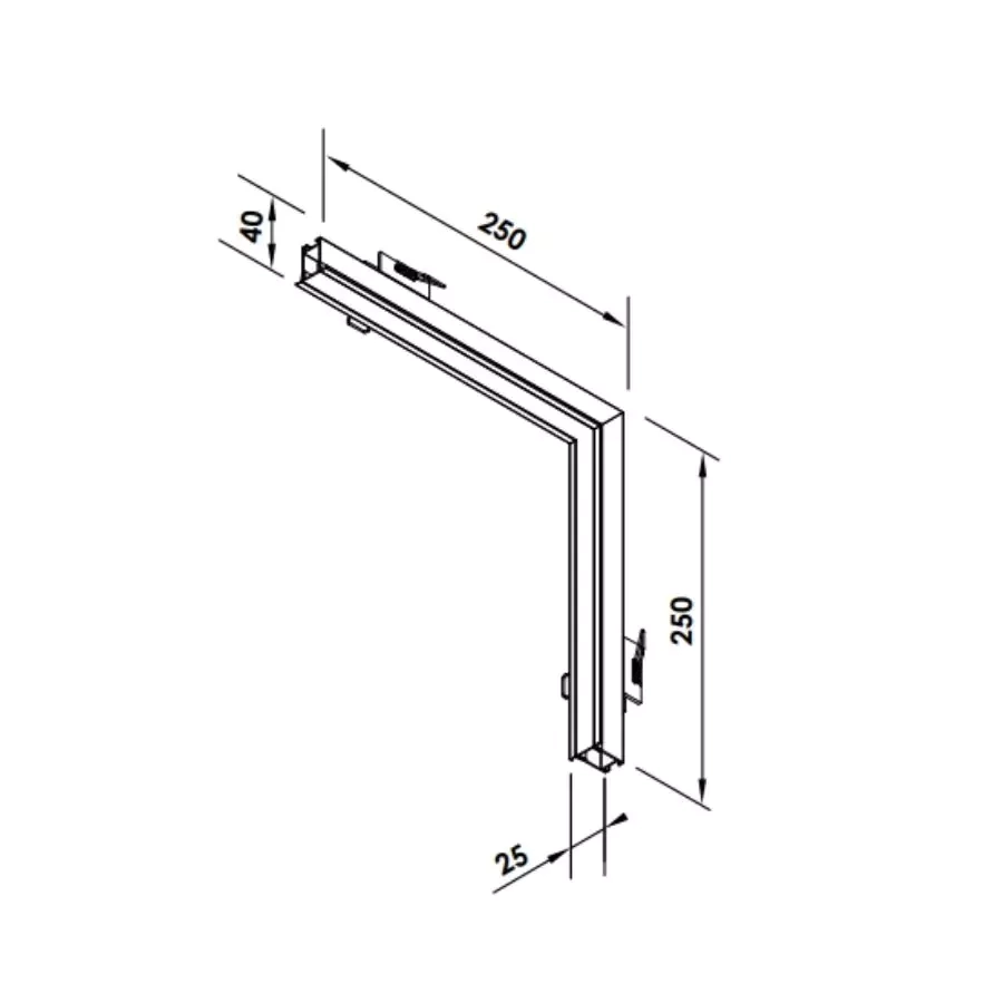 Perfil Embutido Newline Fit15 Standard Curva Teto/Parede 250x25x250mm SCPE15001