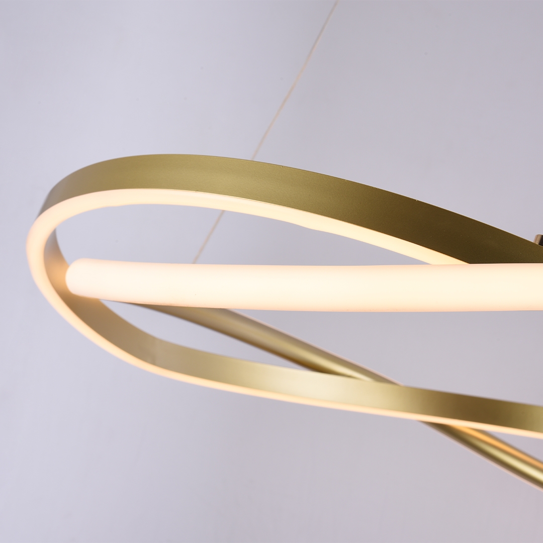 Pendente Nordecor Euni Odi 58 watts 3000K Dourado Fosco Ø600mm 2874