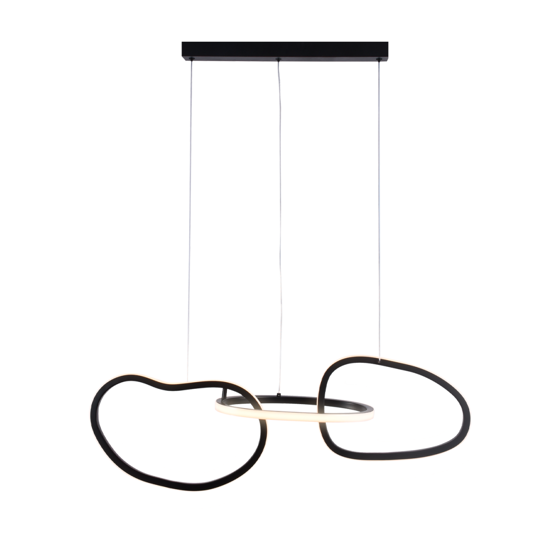 Pendente +Luz Moya Alumínio e Acrílico Preto 48 watts 3000K 280x800mm PE-196/48.80PF