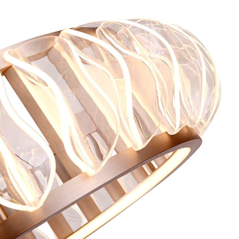 Pendente Nordecor Wavy 52 watts 2700K Ouro Champagne Ø600x155mm 2944