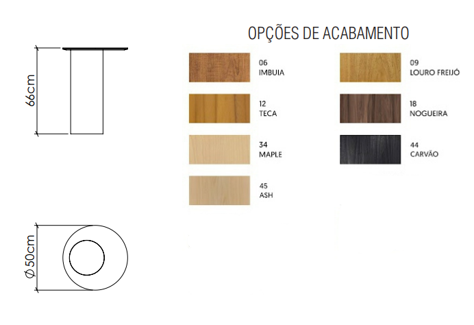 Mesa de Apoio Accord Cilíndrica Ø500x660mm F1043