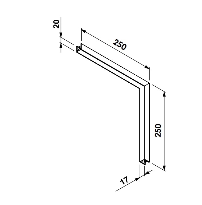 Perfil Sobrepor Newline Fit15 para Fita de Led Curva Teto/Parede 250x250x17mm SCPS15001