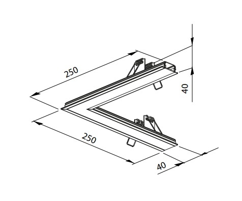 Perfil Embutido Newline Fit25 Slim Curva Direita/Esquerda 250x30x250mm SCPE2301