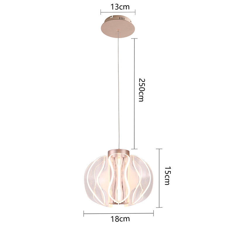 Pendente Nordecor Wavy 12 watts 2700K Ouro Champagne Ø180x150mm 2943