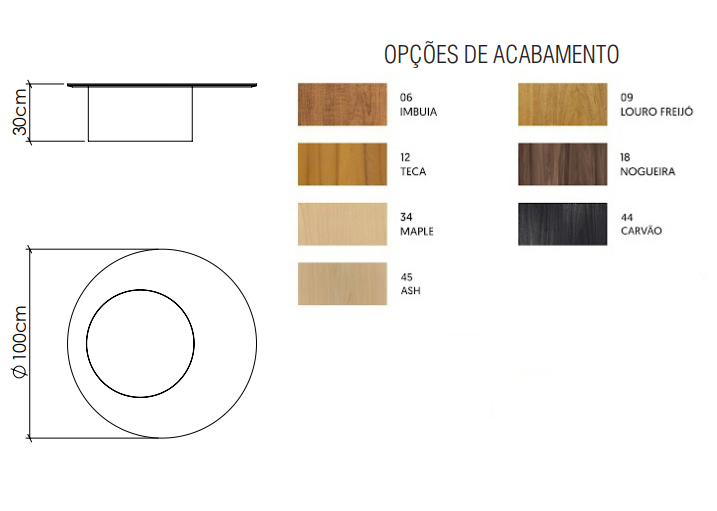 Mesa de Centro Accord Cilíndrica Ø1000x300mm F1046