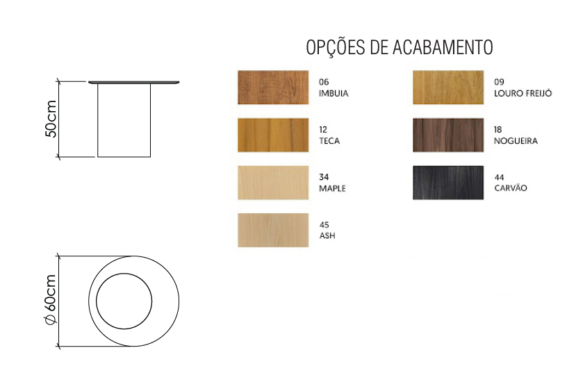Mesa de Apoio Accord Cilíndrica Ø600x500mm F1044