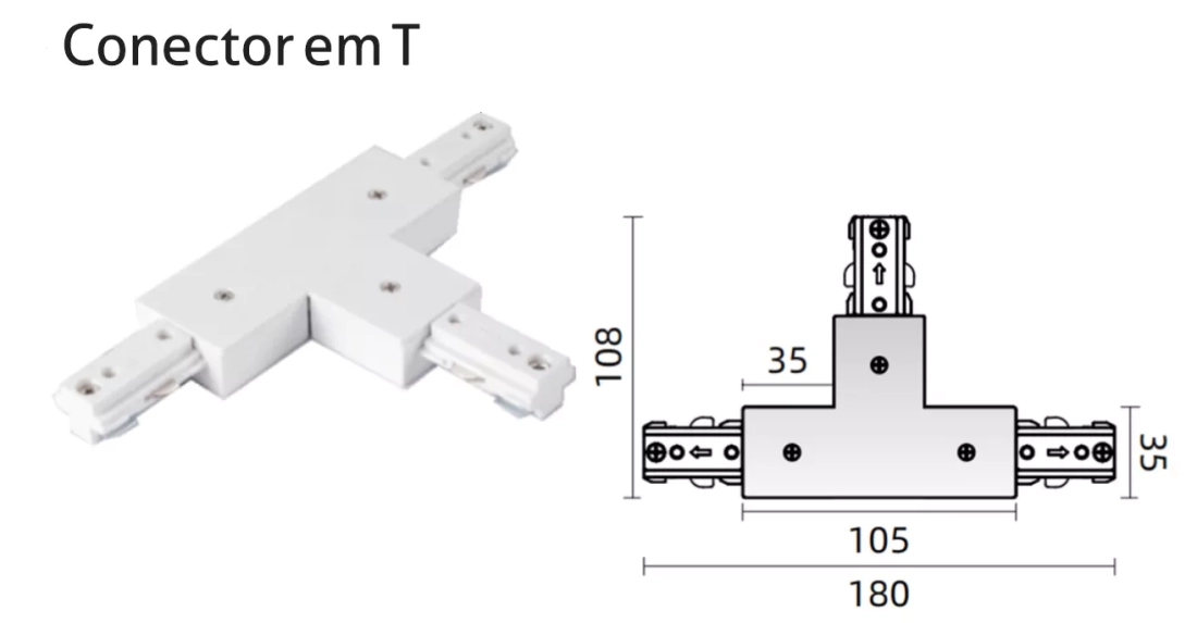 Conector para Trilho Powerlume T 1 Circuito (TRI3) CONECTOR