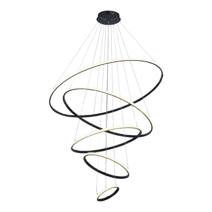 Pendente Astraled Led Tabit Preto 188 watts 3000K Ø200x400x600x800x1000mm PL-9848
