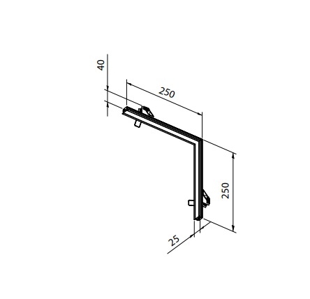Perfil Embutido Newline Fi15 Slim Curva Teto/Parede 250x25x250mm SCPE13001