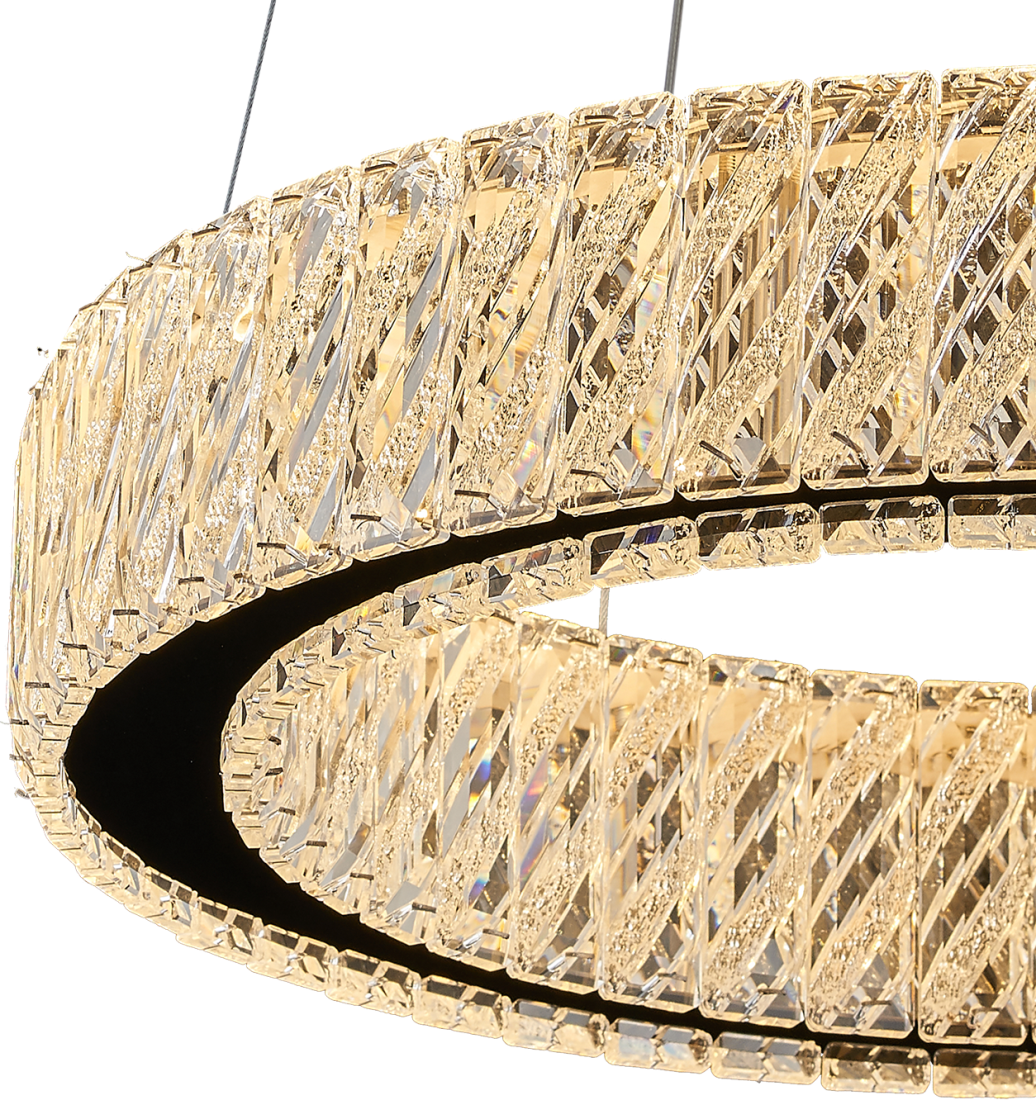 Pendente +Luz Allianz Cristal e Metal Cromado 27 watts 3000K Ø600x76mm PE-200/27.65CR
