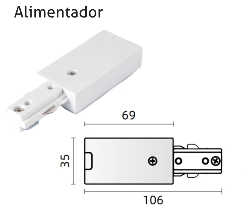 Conector para Trilho Powerlume 1 Circuito TRI3 CONECTOR