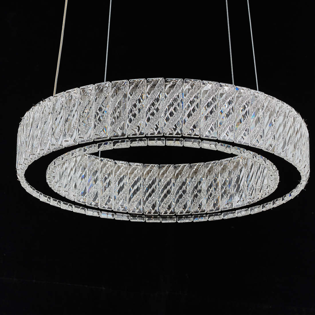 Pendente +Luz Allianz Cristal e Metal Cromado 27 watts 3000K Ø600x76mm PE-200/27.65CR