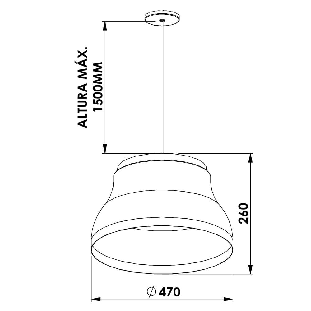 Pendente Newline Arua 1L E27 Ø470x260mm PD02017
