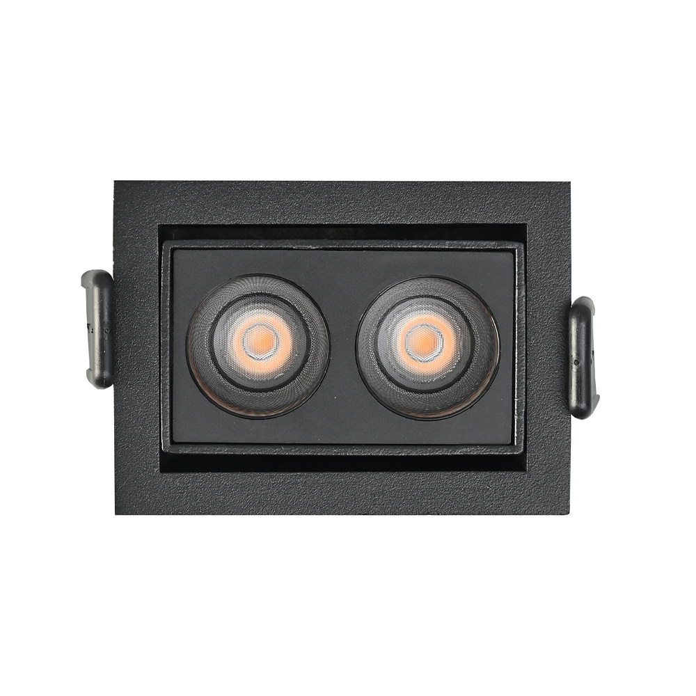 Embutido Nordecor Downlight Powerus Direcionável 2 Focos 4 watts Preto 3000K IRC90 38° Bivolt 70x52x46mm 6634