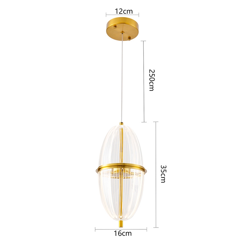 Pendente Nordecor Miza Oli 12 watts 2700K Ouro Brilho Ø160x350mm 2955