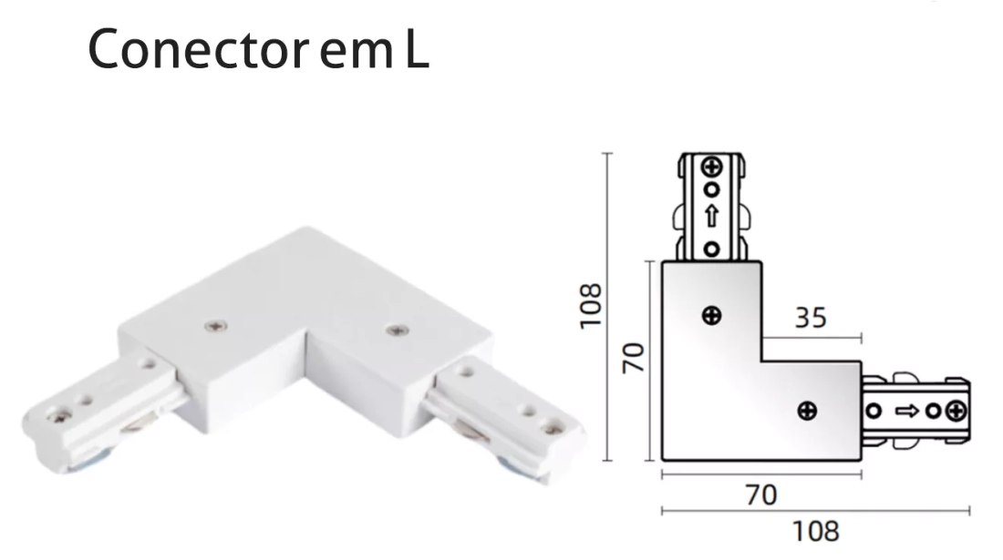 Conector para Trilho Powerlume L 1 Circuito (TRI3) CONECTOR