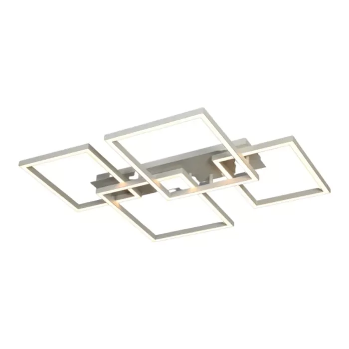Plafon +Luz Quattro Metal, Alumínio e Acrílico 86 watts 2700K Branco 712x908x95mm PL-098/86.27BF