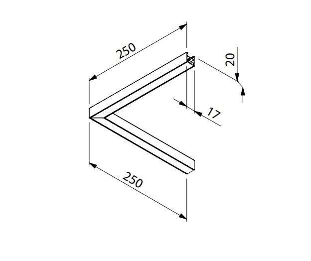 Perfil Sobrepor Newline Fit15 para Fita de Led Curva Direita/Esquerda 250x250x20mm SCPS15000