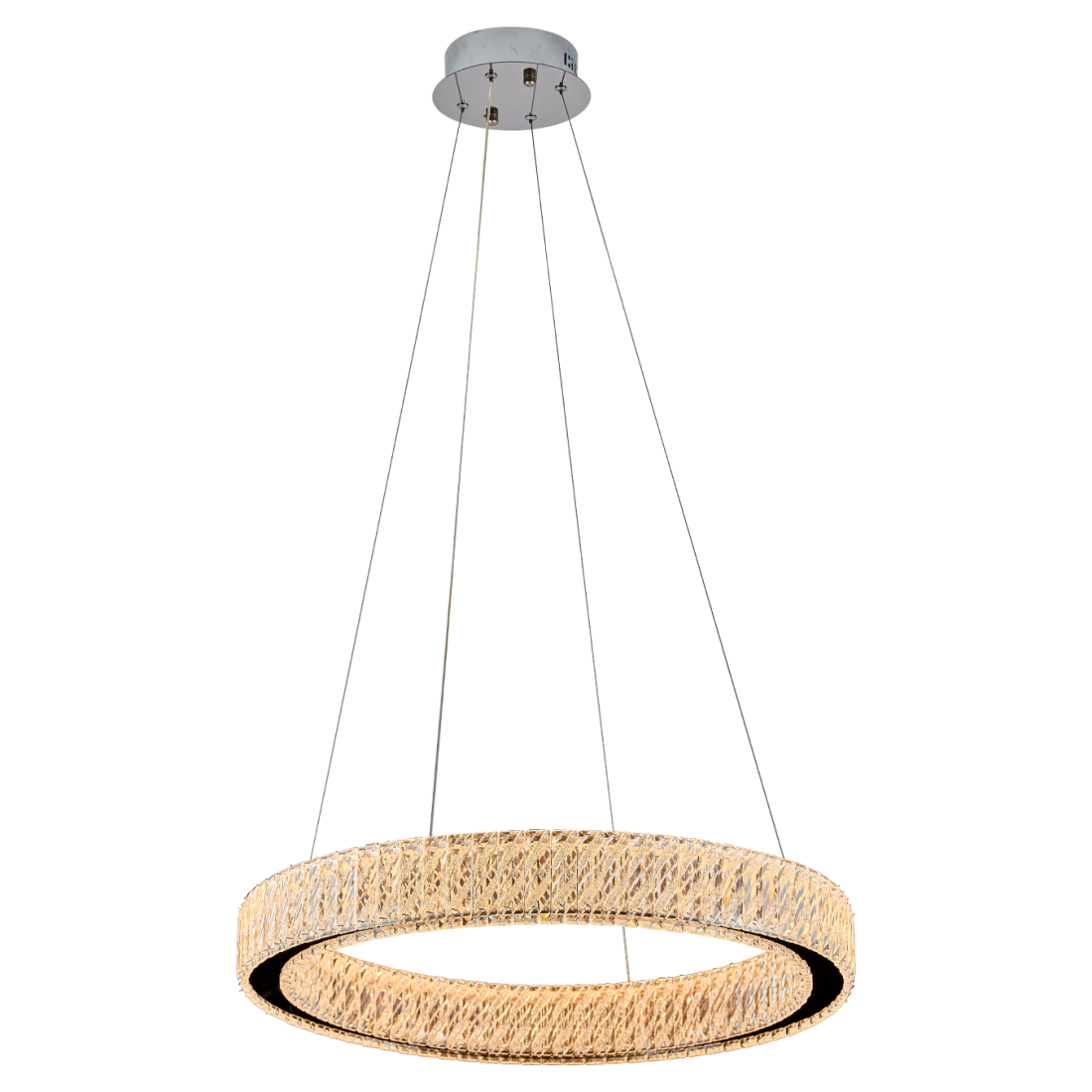 Pendente +Luz Allianz Cristal e Metal Cromado 36 watts 3000K Ø800x76mm PE-200/36.85CR